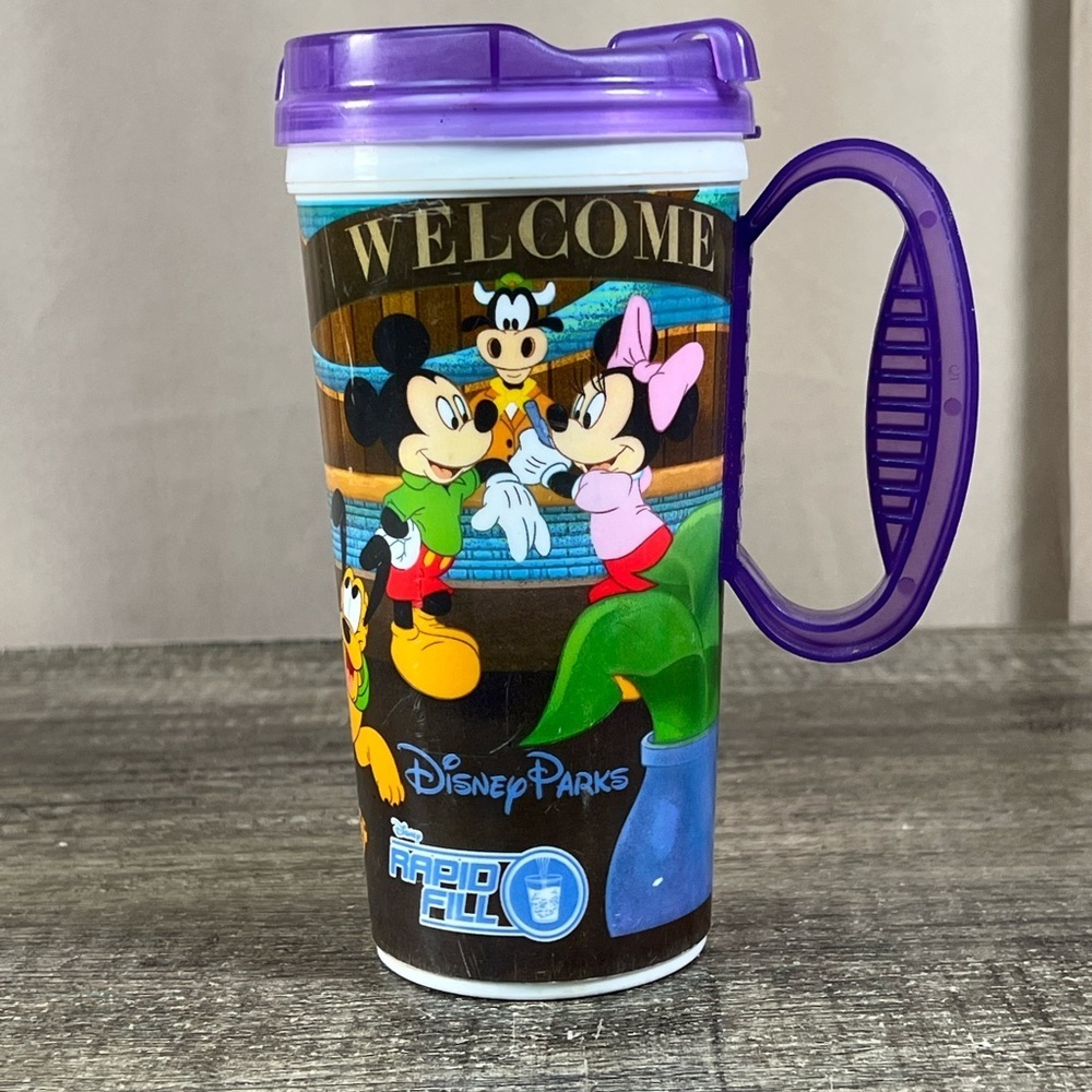 Disney Parks Purple Travel Mug with Donald Duck and Goofy
